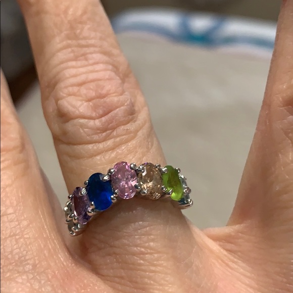 Beautiful multi-colored stones ring size 7 - Picture 1 of 4